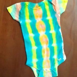 Gerber tie-dye onesie handmade 6-9 months yellow teal peach